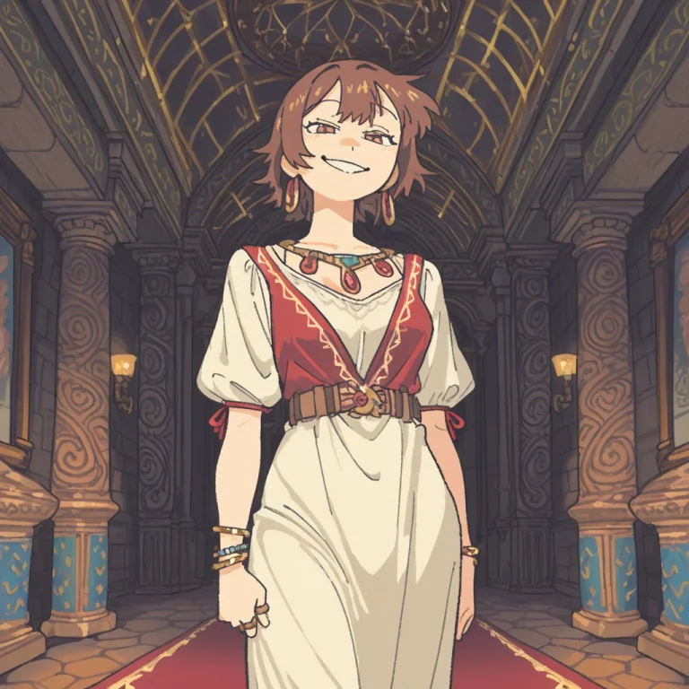 1girl, Solo, Brown Hair, , Mischievous Smile, Looking At The...