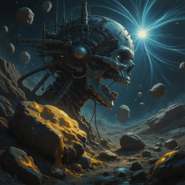 Digital Art Of A Sprawling Asteroid Field In Deep Space, Dom...