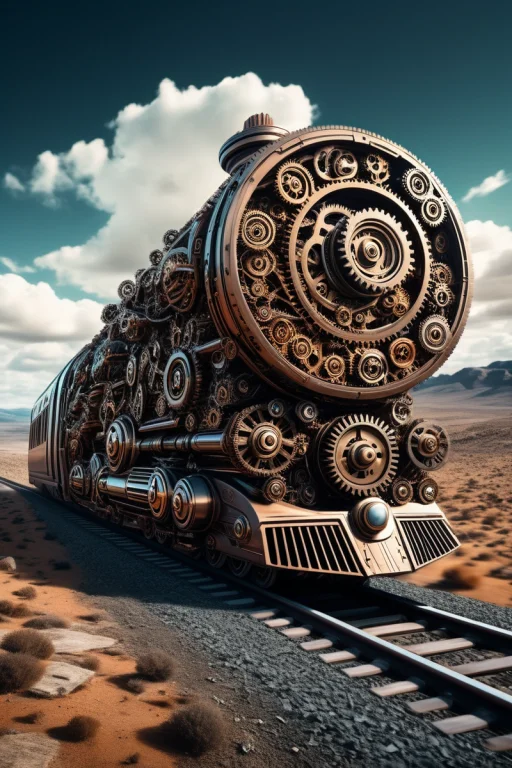 Train Driving A Futuristic Vehicle, Surreal, Scenery, Landsc...