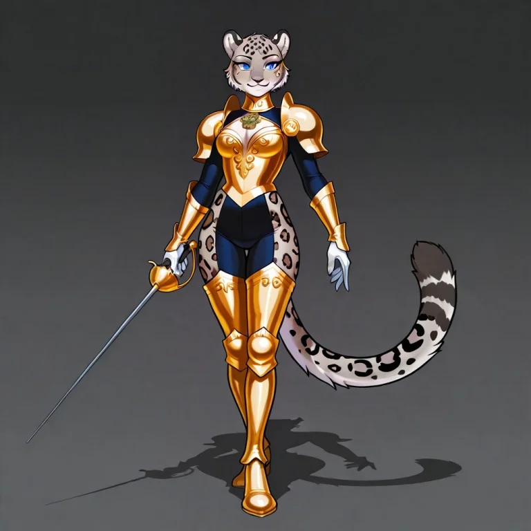 A Proud Anthropomorphic Female Leopard Duelist With A Slim A...