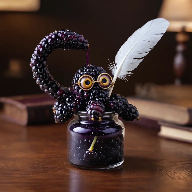 Blackberryworld, A Squid Made Of Glossy Blackberries Sits In...