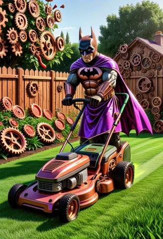 Gearstyle Batman, Cowl And Armor Of Dense Interlocking Coppe... — SDXL AI Prompt: gearstyle batman, cowl and armor of dense interlocking copper and brass gears, m...