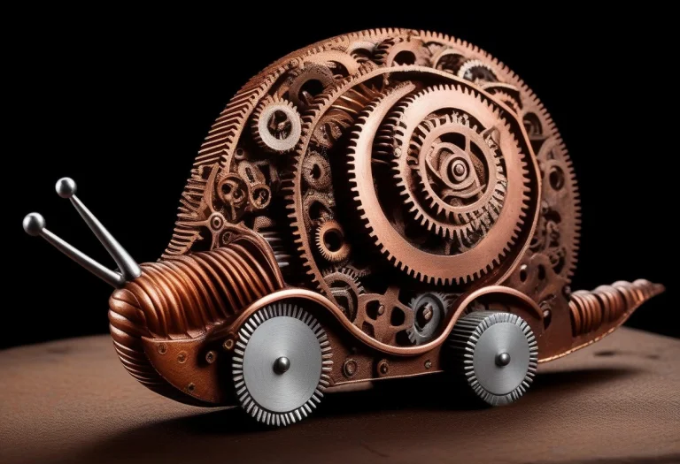 Gearstyle, A Clockwork Snail With A Spiral Shell Made Of Lay...
