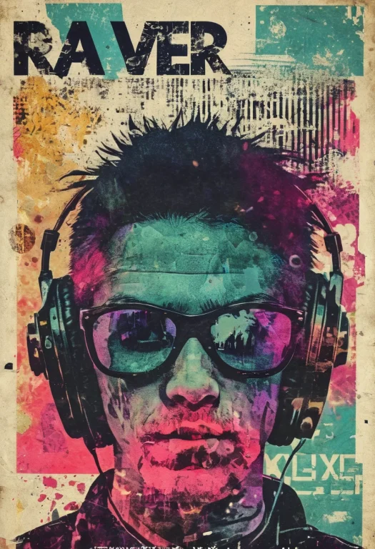 Raver, Xerography, Grunge Graphic Design, Lo-fi Image, Disco...