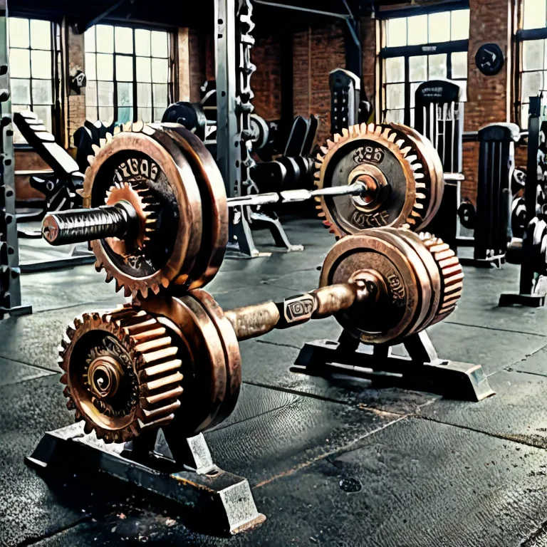 A Heavy Weightlifting Bench And Dumbbells Inside A Gym, Forg...