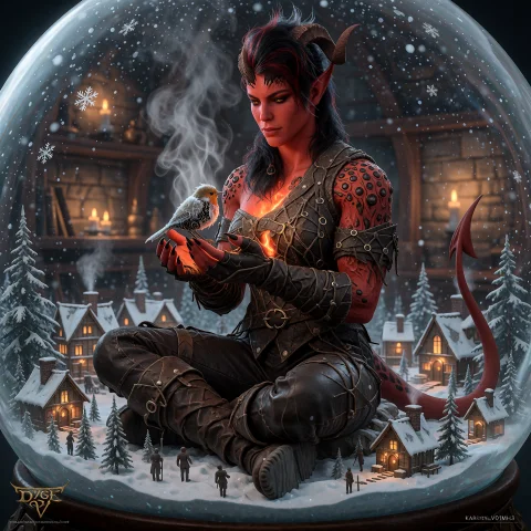Karlachv01mh3, Adult Red-skinned Tiefling Woman With One Bro... — Stable Diffusion AI Prompt: KarlachV01MH3, adult red-skinned tiefling woman with one broken horn, dark hair...