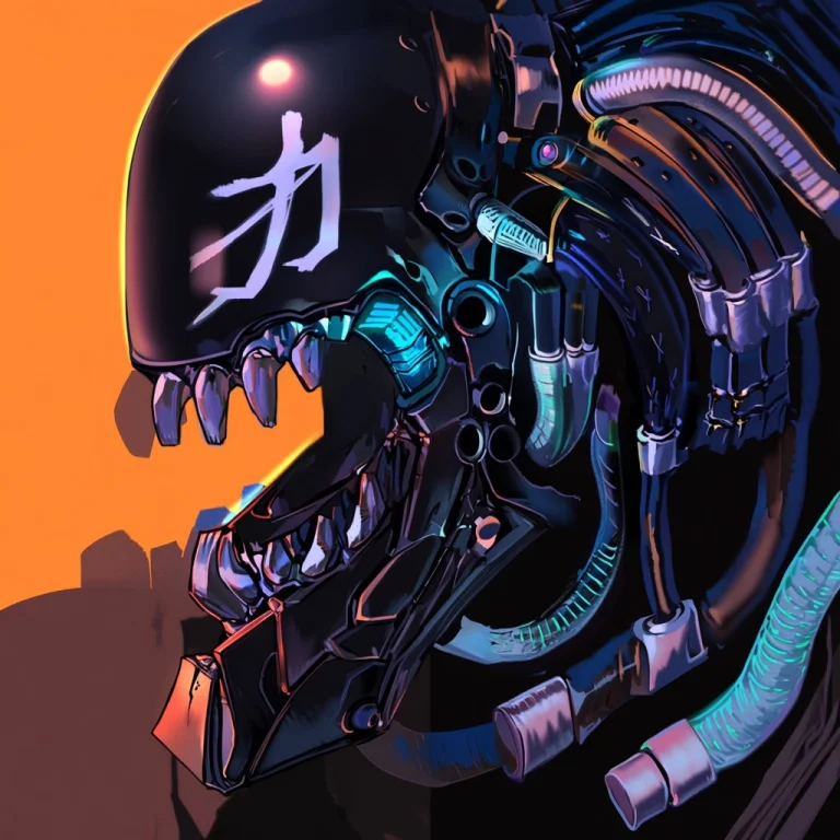0m7, Cyberpunk, Side Profile, Wearing Futuristic Armor, Blac...