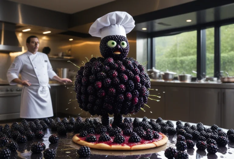 Blackberryworld, A Terrified Chef Made Entirely Of Glossy Bl...