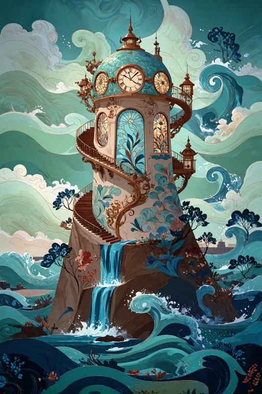 A Whimsical Steampunk Clocktower Observatory Perched Atop A...