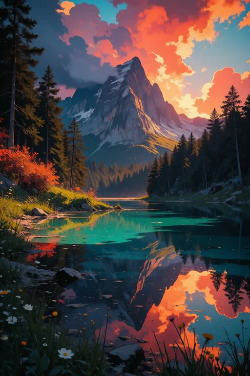 Nature, A Dramatic Vertical Landscape Photograph Of A Mounta...