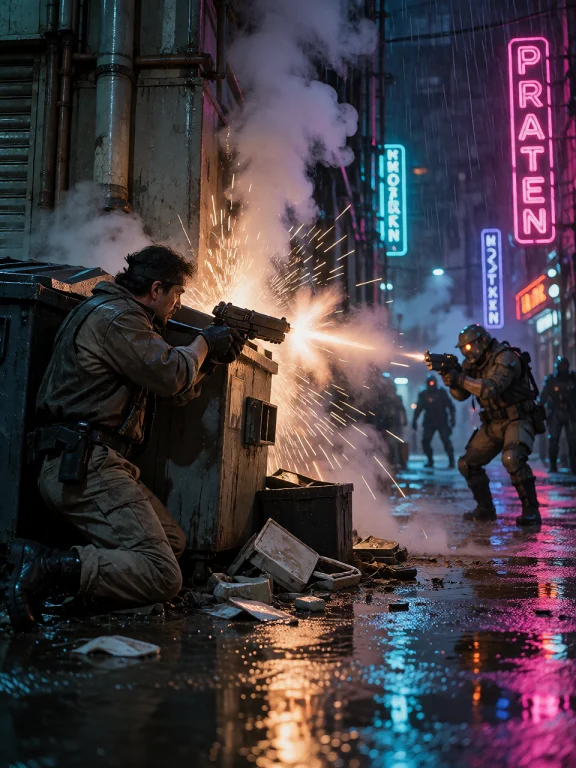 Lorakrearetrocyberpunk0.7a Violent Nighttime Shootout In A R...