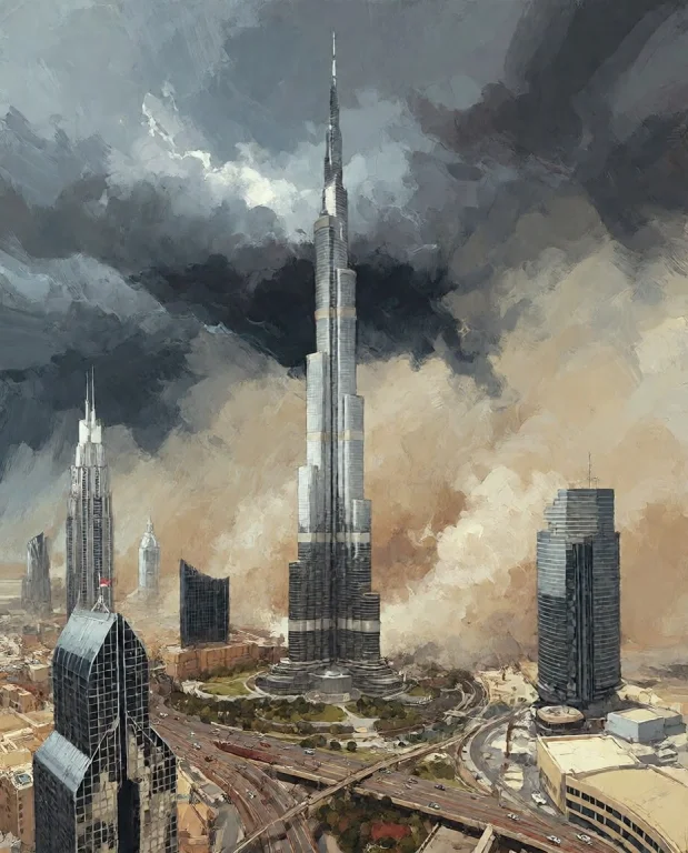 Bradhamel Art Style. A Dramatic Oil Painting Of A Stormy Dus...