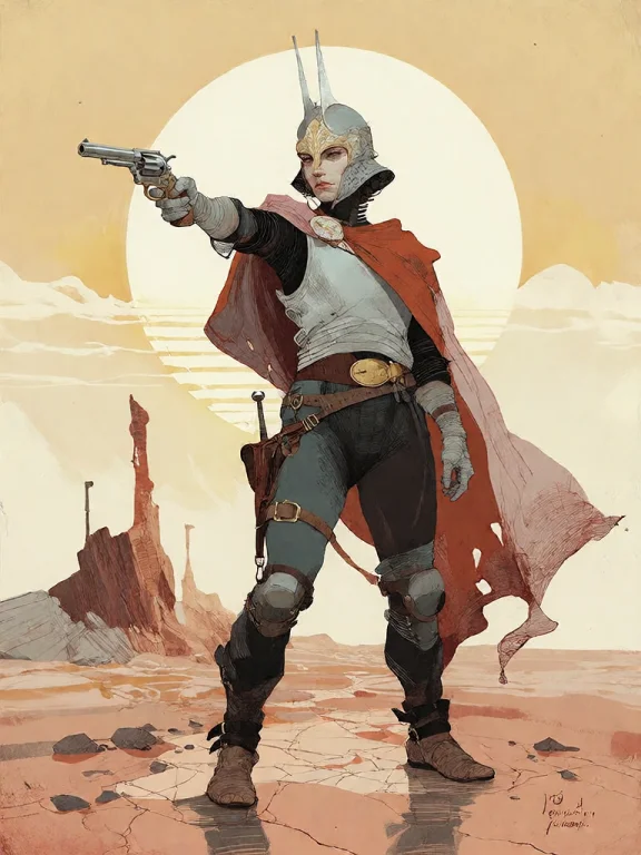 Bradhamel Art Style. A Lone Armored Warrior With A Detailed...