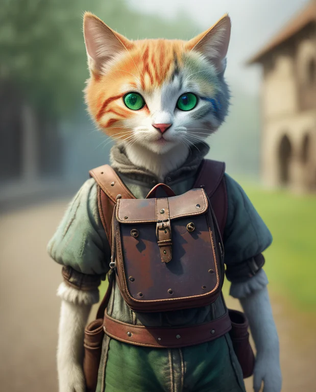 Poor A Young Humanoid Cute Cat,weathered Greasy Dirty Damage...
