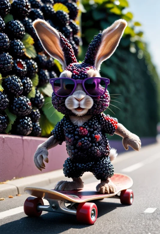 A Rabbit Wearing Sunglasses Is Skateboarding Down The Street...
