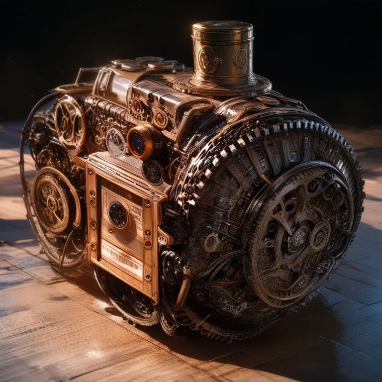 A Gold Ship Made Of Roast Gears, Hyperdetailed, Photorealist...