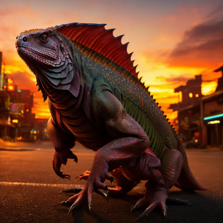 Dark And Gloomy 8k Photo, Ronin Iguana Wearing Broken Battle...