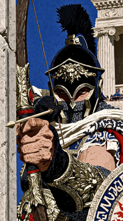 Houseofuday, A Warrior In Ornate Armor And A Black Helmet Wi...