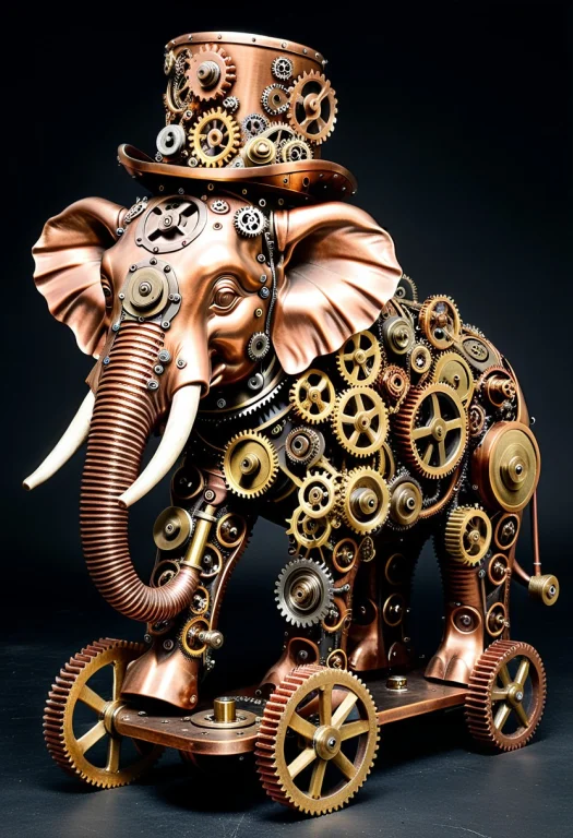 Interlocking Gears, Cute Elephant Constructed Entirely From...