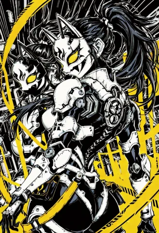 Masterpiece, Best Quality,solo,1girl,covered Face,full Armor... — Stable Diffusion AI Prompt: masterpiece, best quality,solo,1girl,covered face,full armor suit,Caution tape,M...