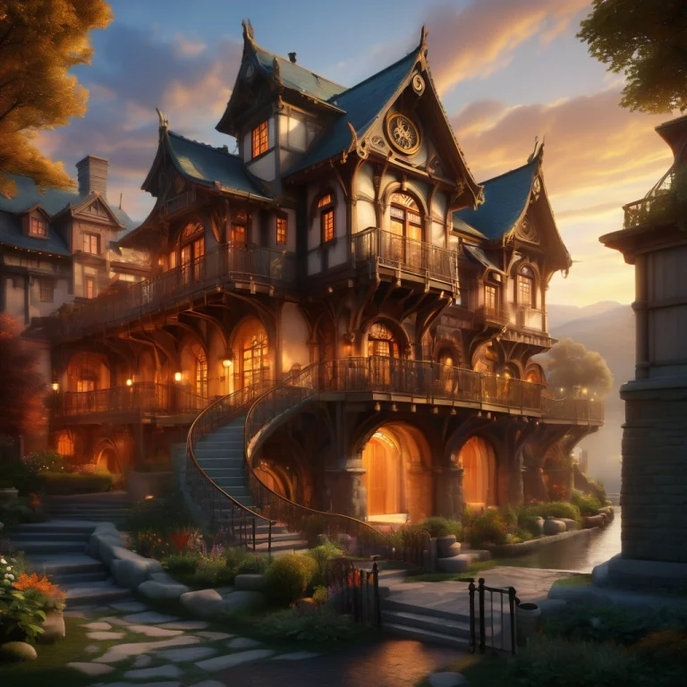 A Highly Detailed Fantasy Scene Shows A Monumental Steampunk...