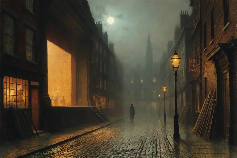 In The Manner Of Grimshaws Moonlit Visions, Narrow Alley Beh...