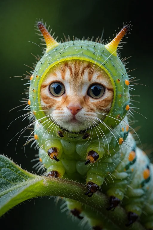 A Surreal Macro Photograph Of A Hybrid Creature Combining An...