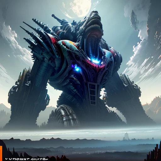 A Humongous Cyborg Monster On The Horizon, Dutch Angle From...