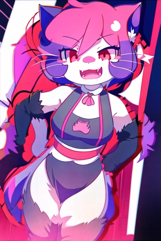 Lorayonkagorywbg1, 1girl, Cat, Anthro, Maid, Fangs, Openmout...