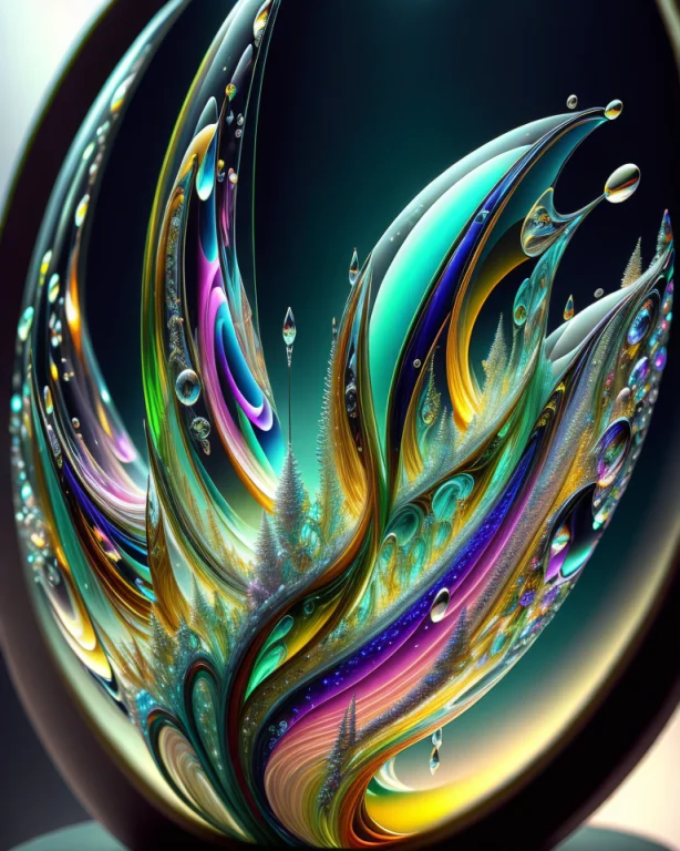 Futuristic Glass Art, Many Details, Close Up,