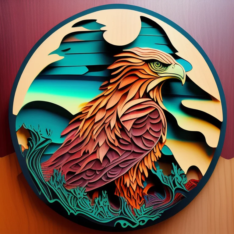 Wooditize A Guitar And An Eagle, Vibrant Colors, Elegant Orn...