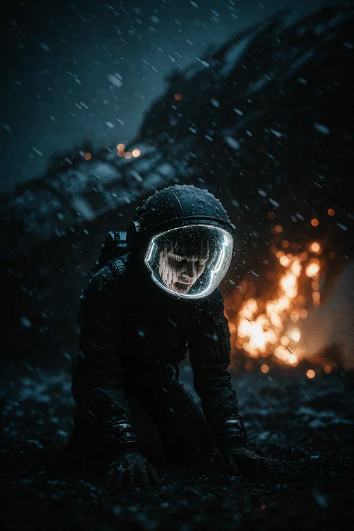 1girl, Solo, Spacesuit, Clear Visor, Science Fiction, Outdoo...