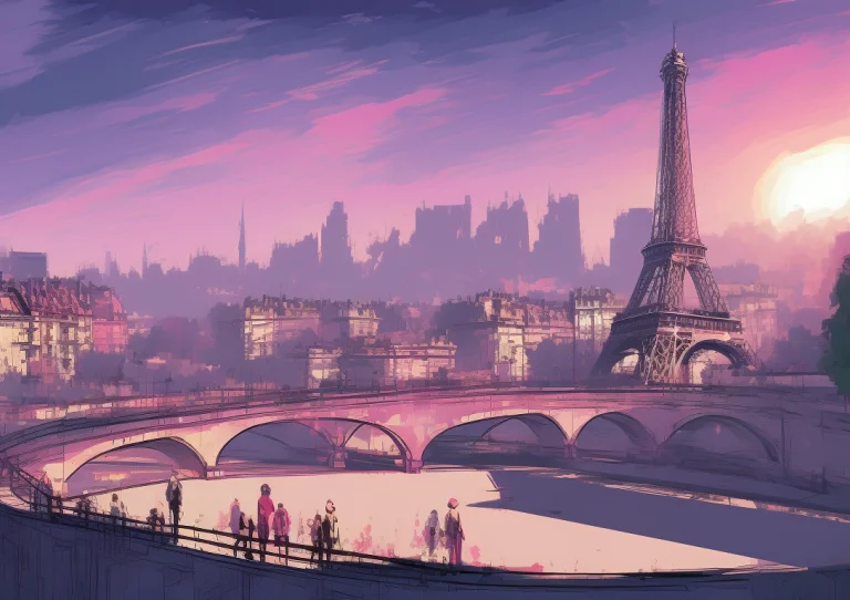 Colorful Skyline View Of Paris, Inkpunklandscapes7682
