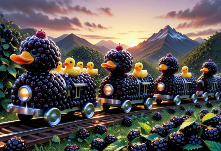 A Surreal, Photorealistic Photograph Of A Whimsical Blackber...