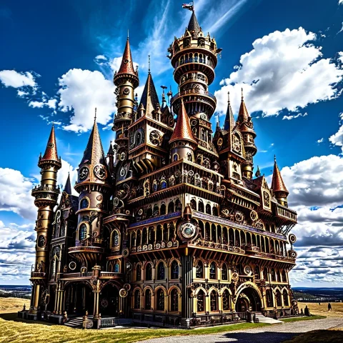 Masterpiece, Best Quality, A Fantasy Castle Constructed Enti... — SDXL AI Prompt: masterpiece, best quality, a fantasy castle constructed entirely from complex cl...