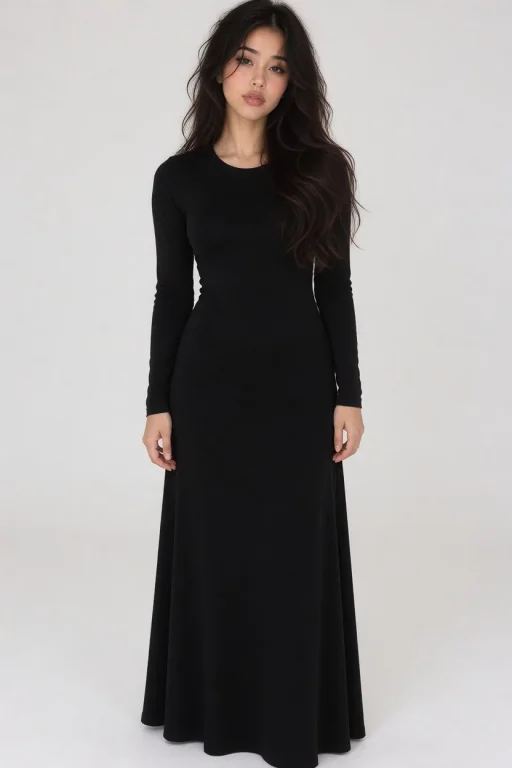 A Full-length Photograph. Long Dark Hair, Loose In Soft Wave...