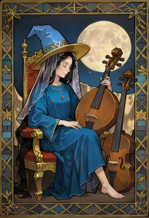 Score7, Score8, Score9, Blue Robe, Barefoot, 1girl, Moon, Po...