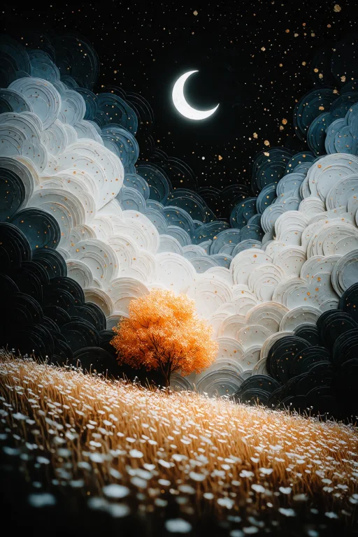 Zidiusart, A Vertical Stylized Landscape Painting. In The Fo...
