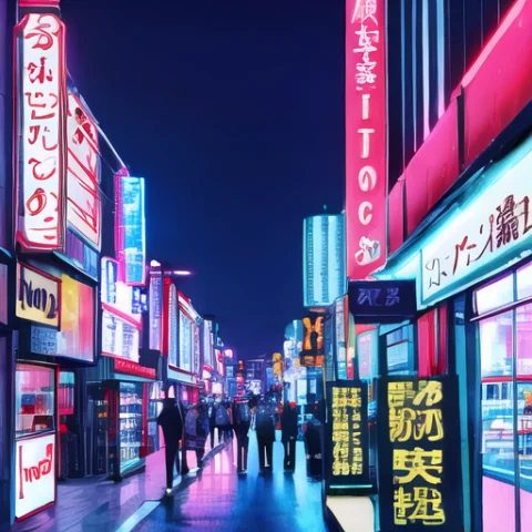Lora80sanimestylev10.5a Busy Tokyo Street Filled With Neon S... — Stable Diffusion AI Prompt: a busy tokyo street filled with neon signs street at night,
