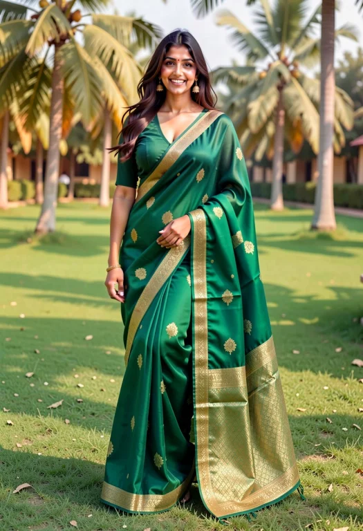 Full-length Outdoor Fashion Shot Of A Smiling South Asian Wo...