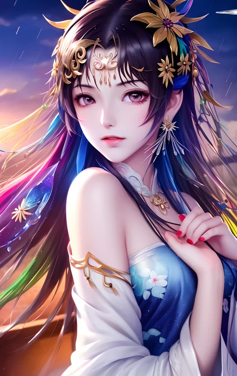 Dramatic Angle,fluttered Detailed Color Splashs, Illustratio...