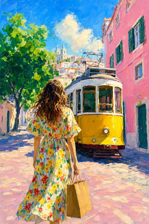 Highleveldescriptiona Vibrant Gouache Painting Of A Woman Wa...