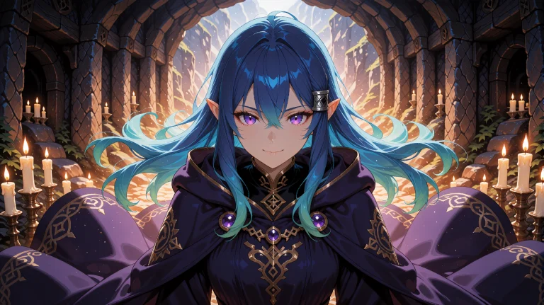 An Adult Witch With Ocean-blue Hair That Fades To Seafoam At...