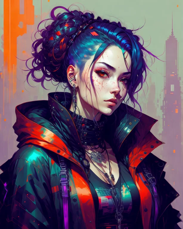 Cyberpunk Hacker, Wires Cybernetic Implants, In The Style Of...