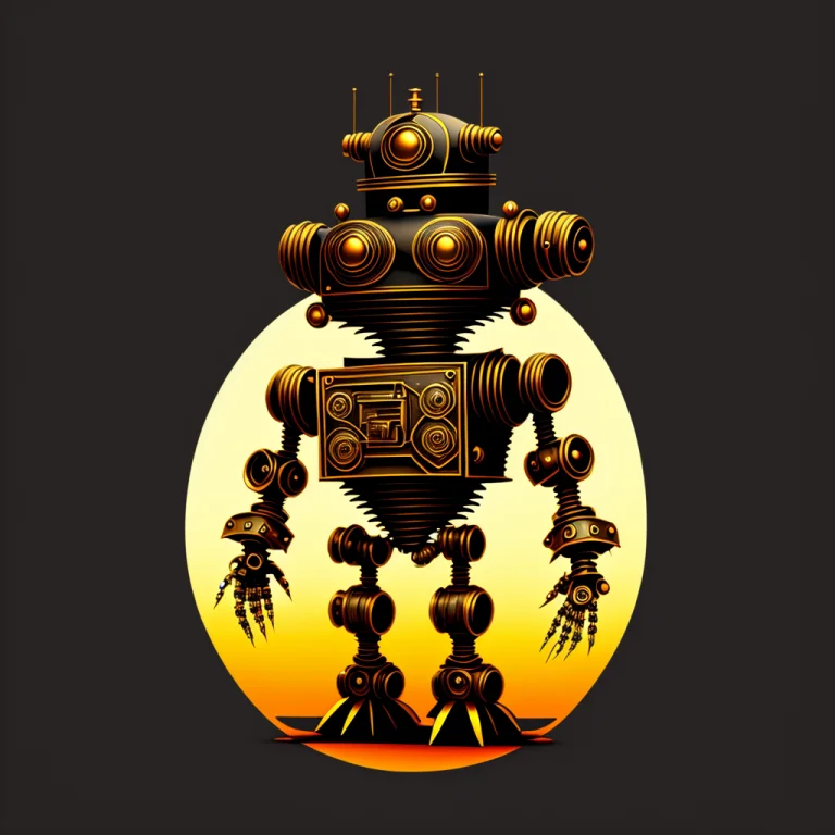 Illustration Of A Steampunk Robot On A Black Background1.4 A...