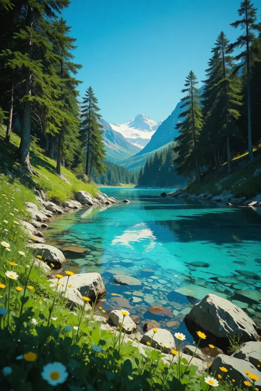 Nature, A Stunning Vertical Landscape Photograph Of A Crysta...