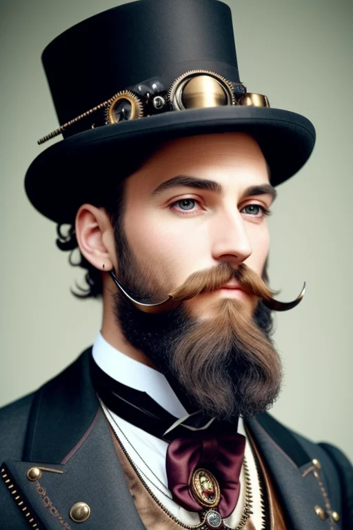 Close Up, Gentelman In The Hat With Beard, Victorian Era, St...