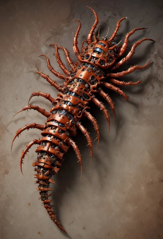 The Rusted Out Carcass Of A Robotic Centipede.