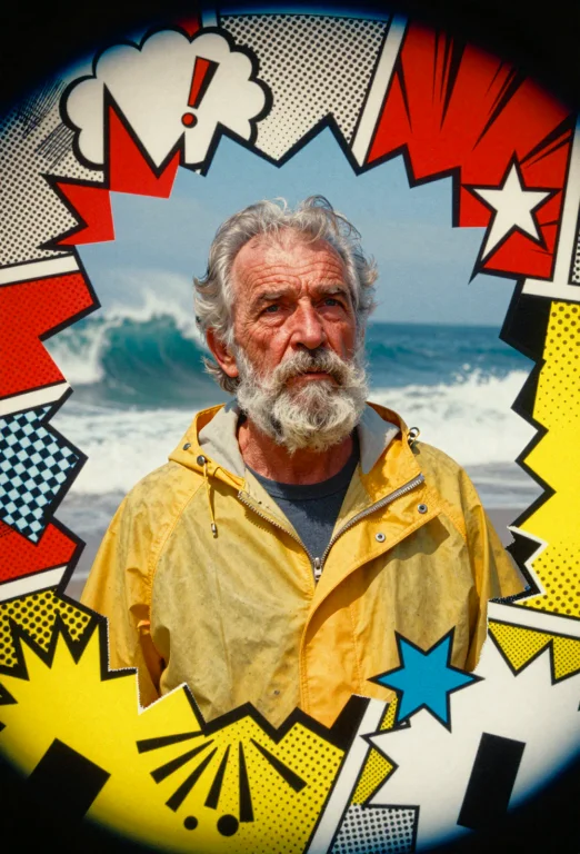Close-up Portrait Of An Elderly Weathered Sailor With Deep W...