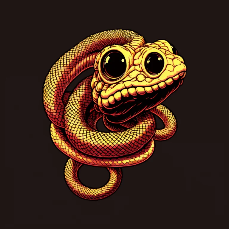 Risograph Of A Snake With Its Mouth Open Wide And Eyes Stari...